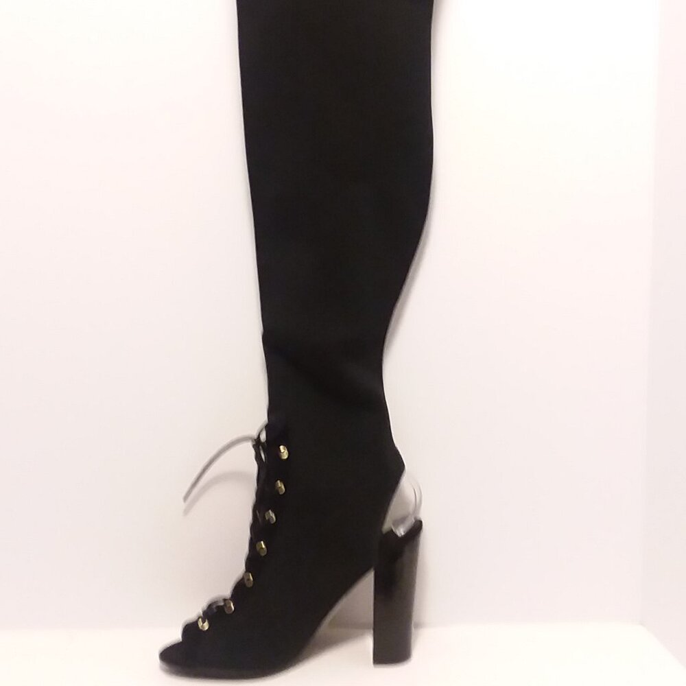 Guess Womens Calene 2 Black Over-The-Knee Stretch Boots Cosplay Lace-up Size 8.5